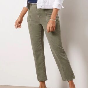 Size 28 Paige Alexis Cargo Olive TAILORED 26” inseam (PETITE LENGTH)
